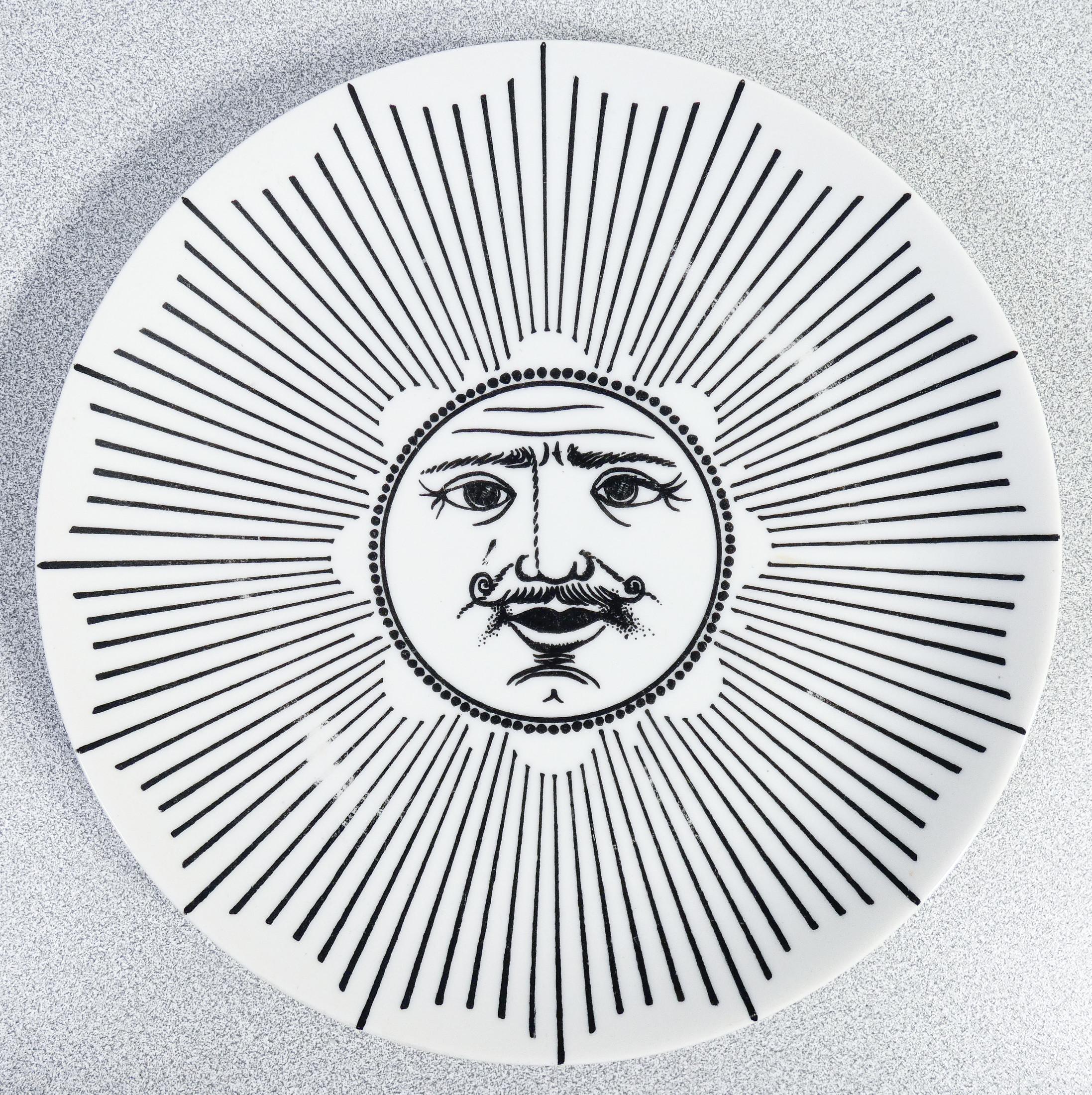 Juego de seis platos, diseño Piero FORNASETTI Serie Soli e Lune. Milán, años 70 1