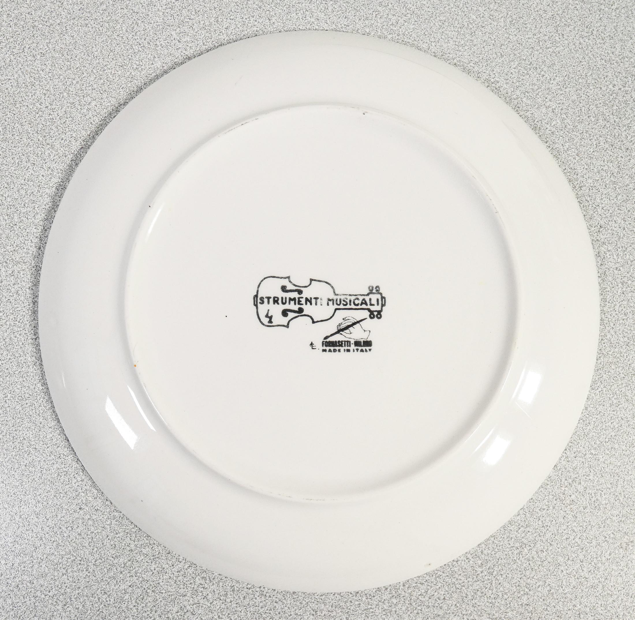 Set di sei piatti, design Piero FORNASETTI série Strumenti Musicali. Anni 50 en vente 12