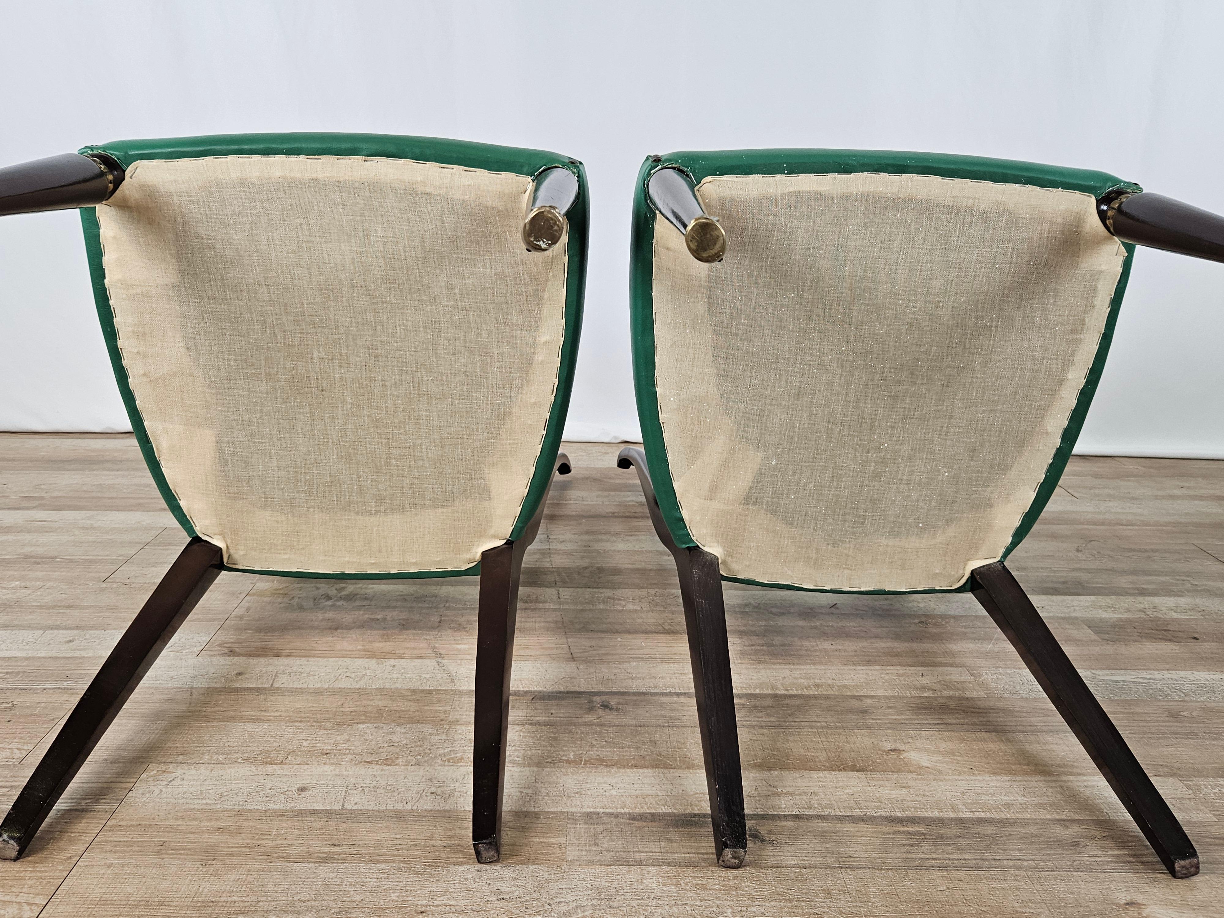 Set of six 1950s dining room chairs in the style of Paolo Buffa For Sale 11