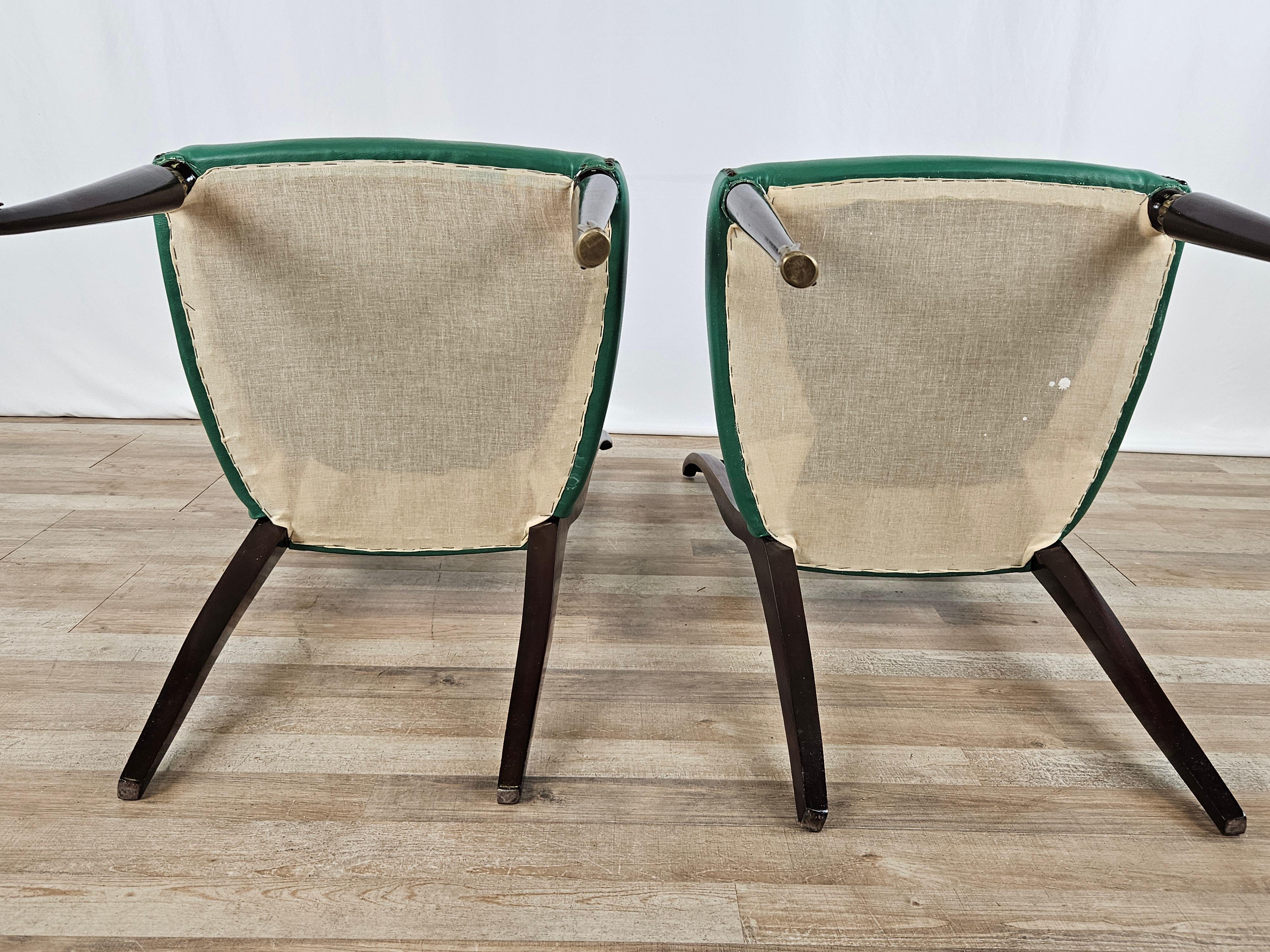 Set of six 1950s dining room chairs in the style of Paolo Buffa For Sale 12