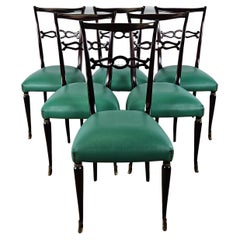 Set of six 1950s dining room chairs in the style of Paolo Buffa
