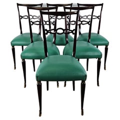 Ensemble de six chaises de salle à manger des années 1950 dans le style de Paolo Buffa