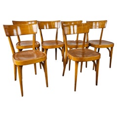 Ensemble de six chaises Art Déco en hêtre clair