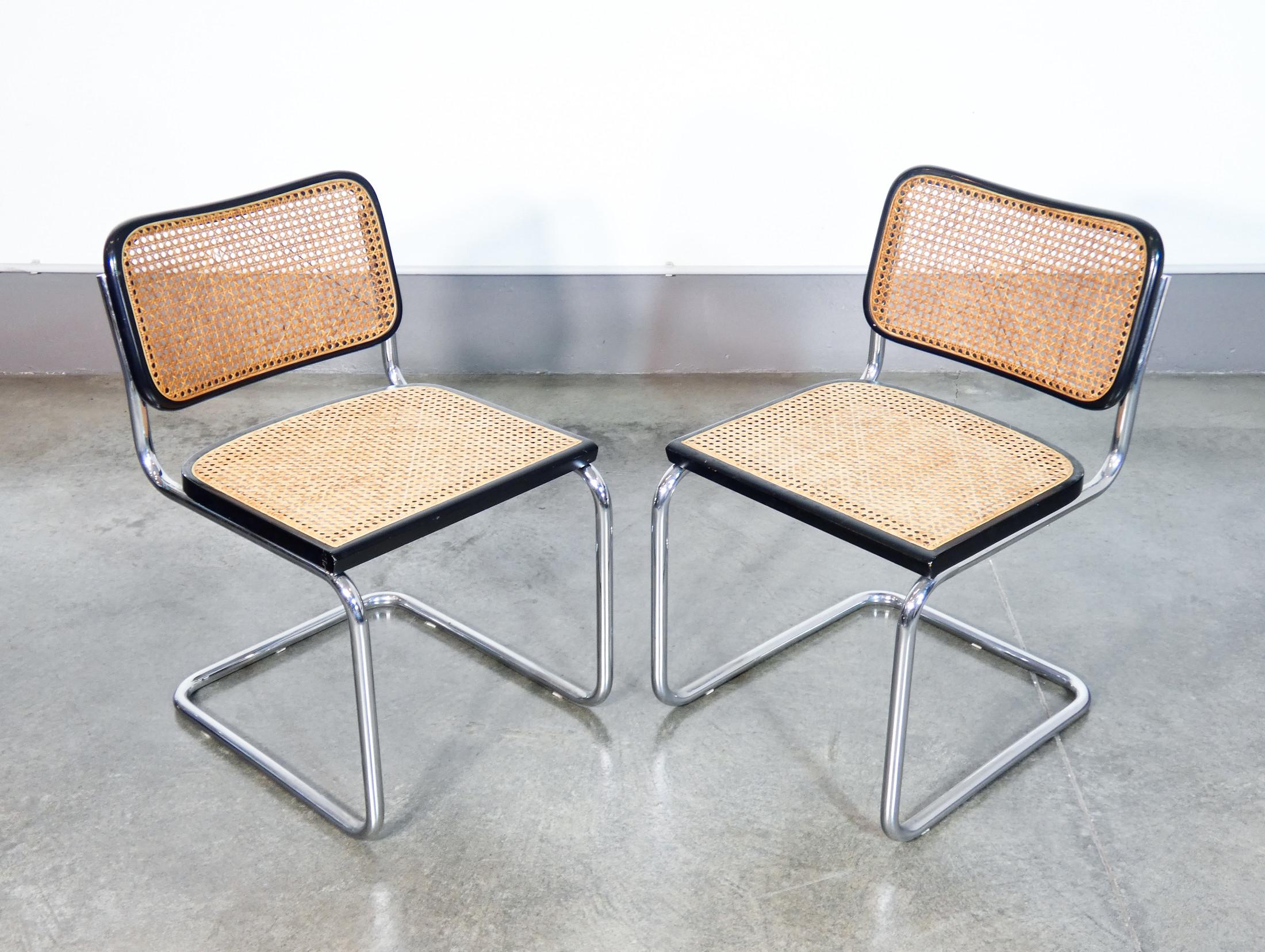 Italian Set of six CESCA B32 chairs design Marcel BREUER. Gavina production. 1950s