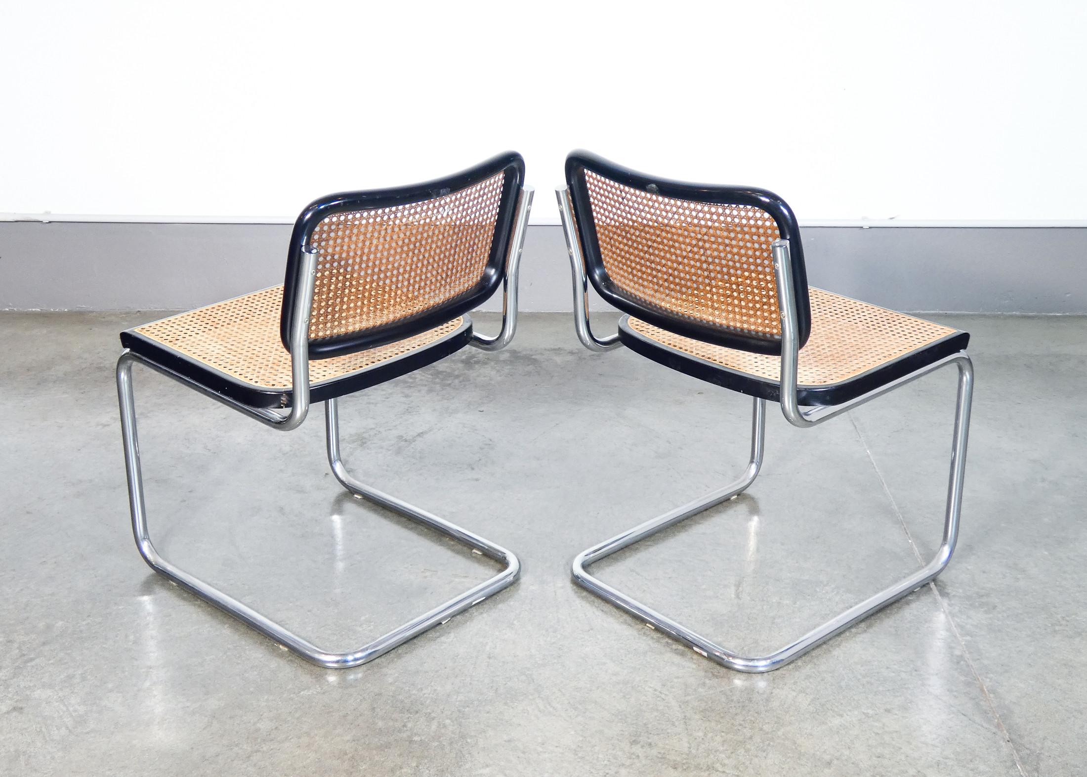 Mid-20th Century Set of six CESCA B32 chairs design Marcel BREUER. Gavina production. 1950s