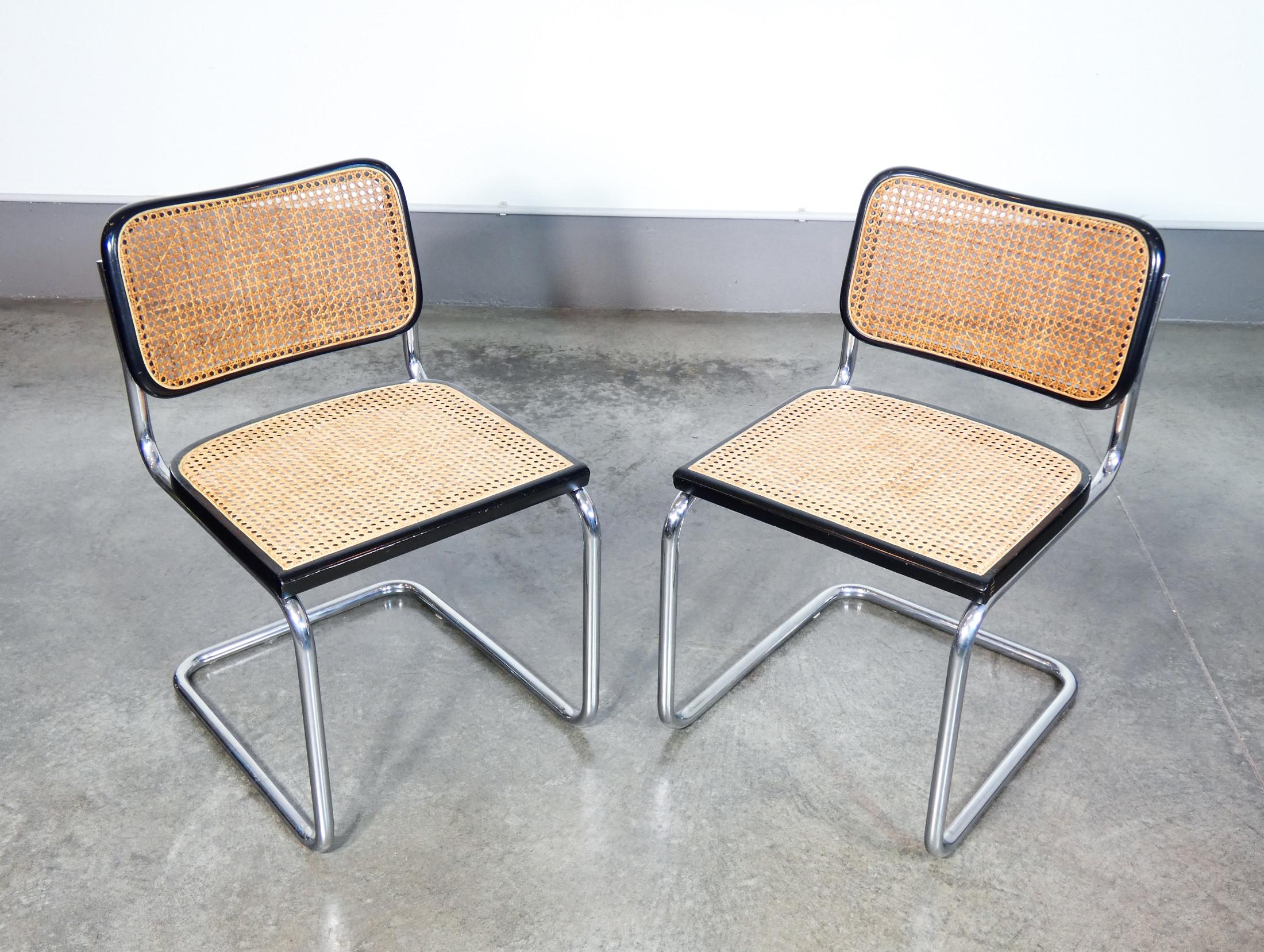 Metal Set of six CESCA B32 chairs design Marcel BREUER. Gavina production. 1950s