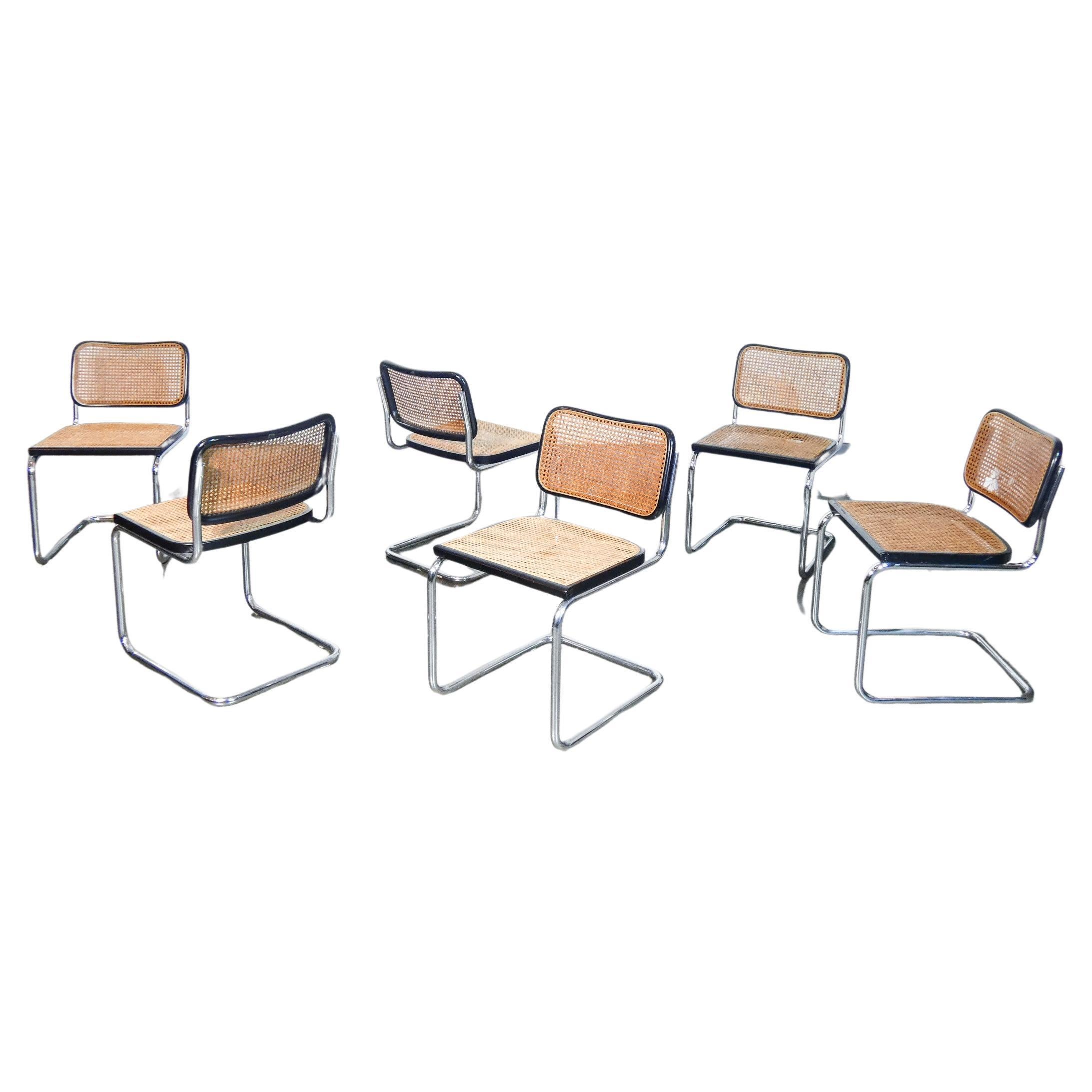 Set of six CESCA B32 chairs design Marcel BREUER. Gavina production. 1950s