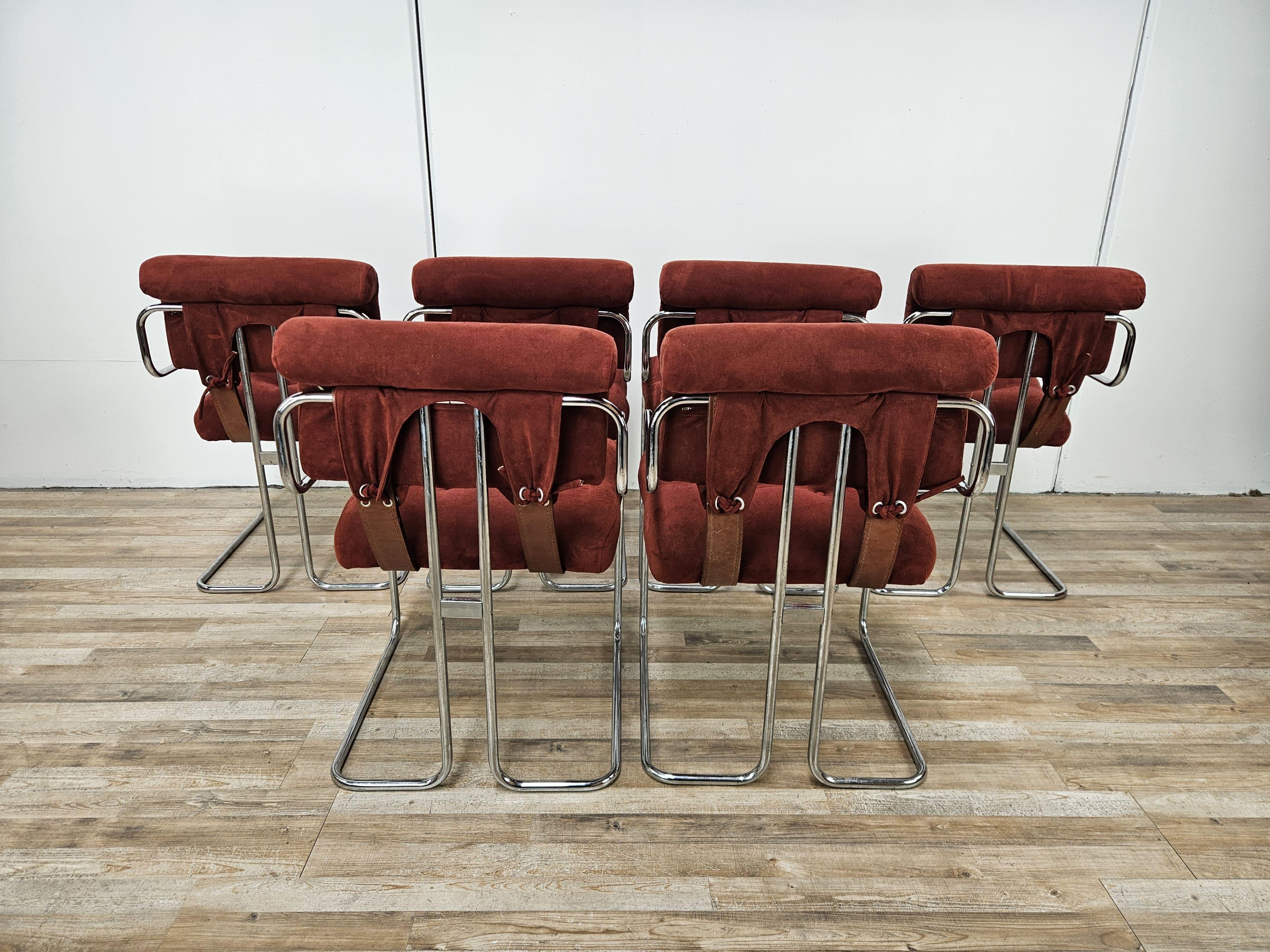 Mid-Century Modern Set of six Tucroma dining chairs by Guido Faleschini for the 4 Mariani, 1970