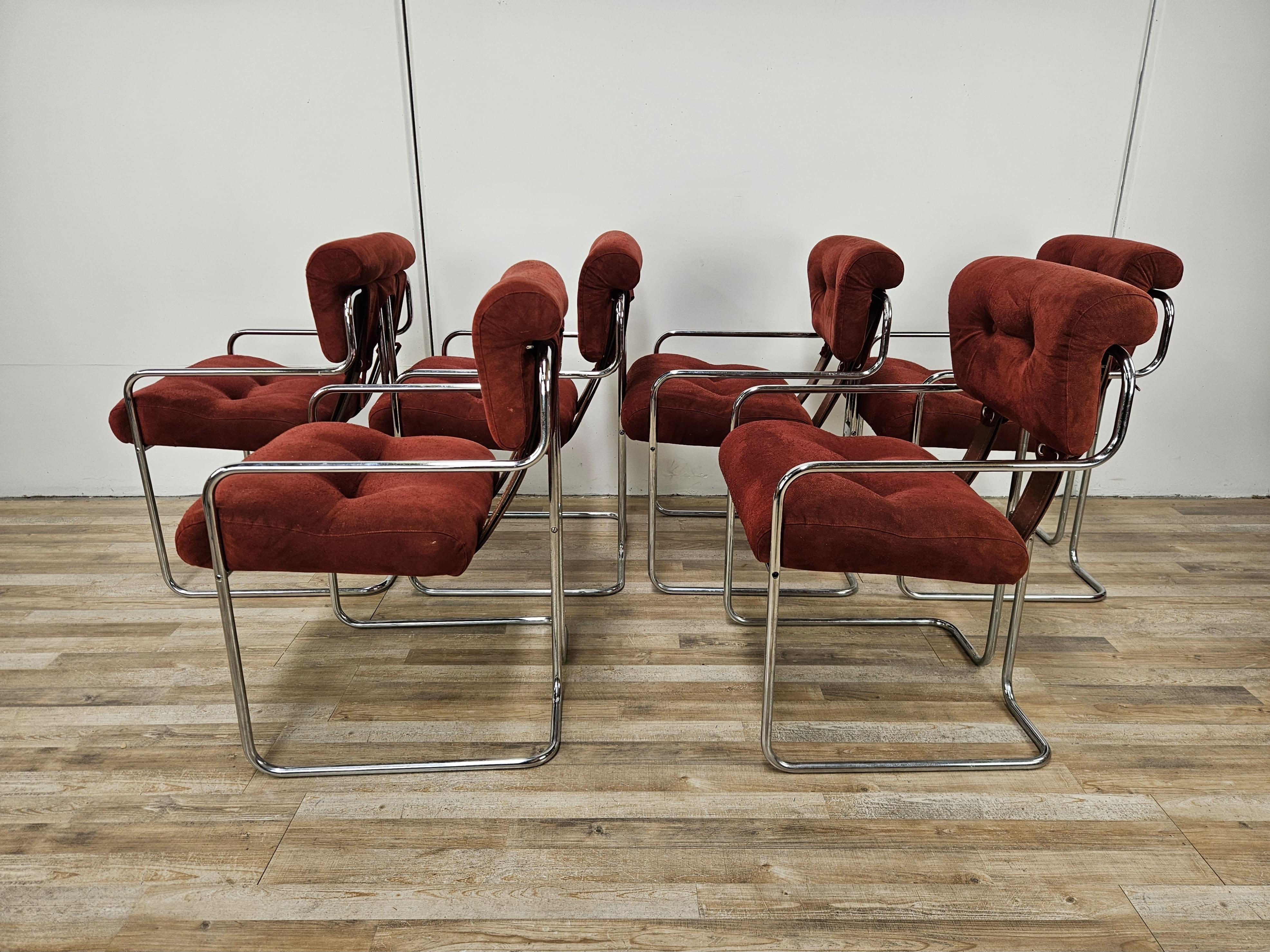 Italian Set of six Tucroma dining chairs by Guido Faleschini for the 4 Mariani, 1970