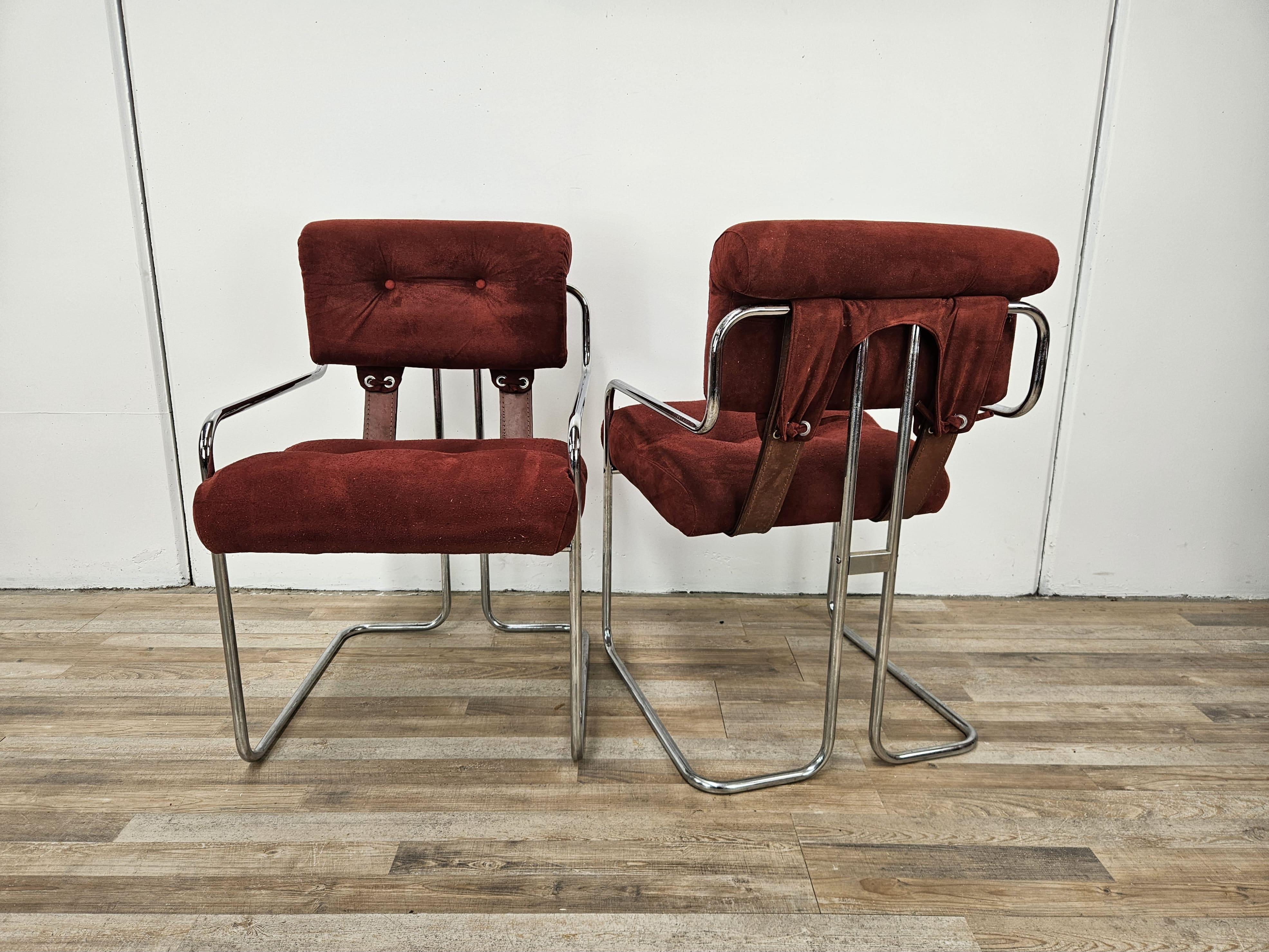 Metal Set of six Tucroma dining chairs by Guido Faleschini for the 4 Mariani, 1970