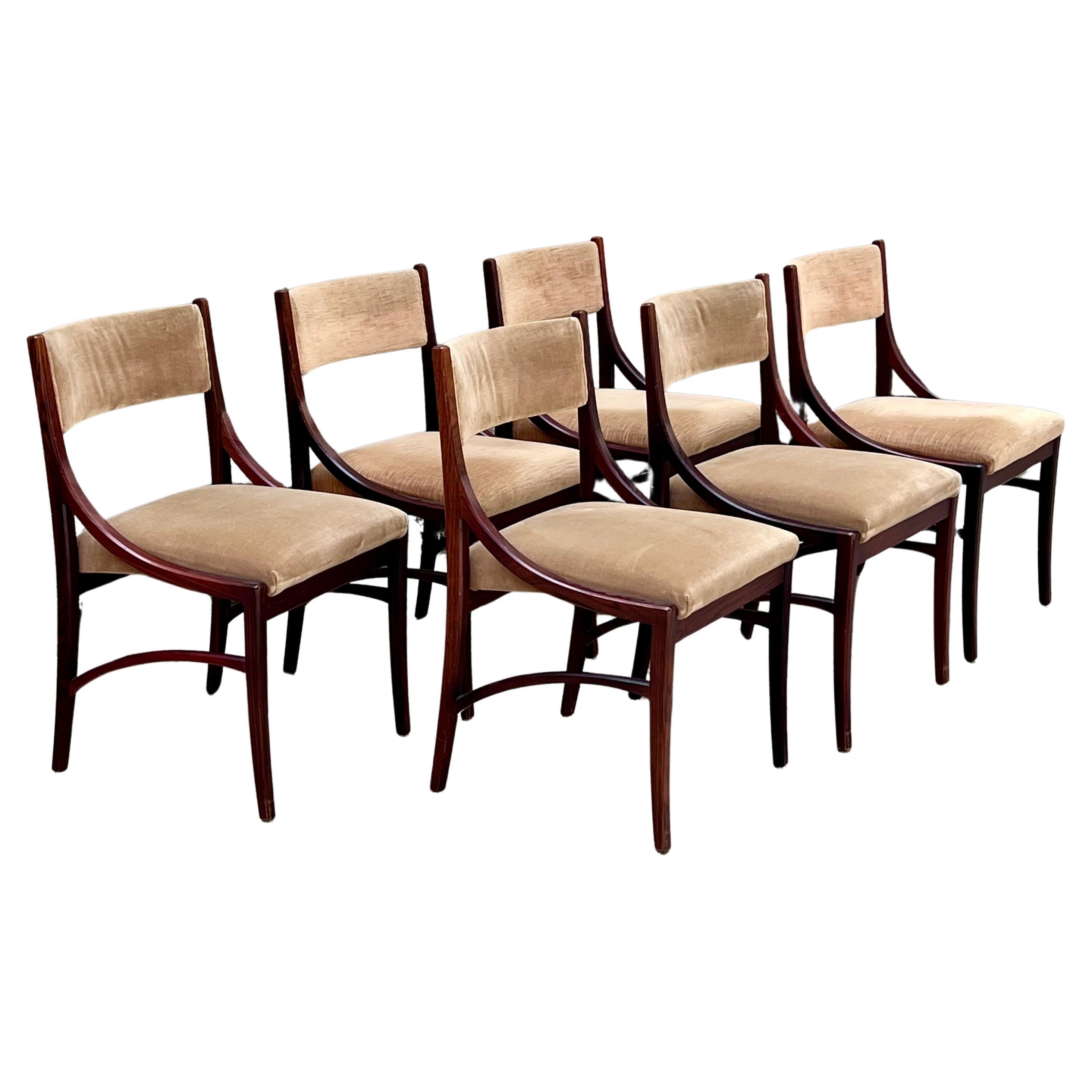 Set of Six Mahogany Chairs Mod.110 by Ico Parisi for Cassina - Italy - 1960s For Sale