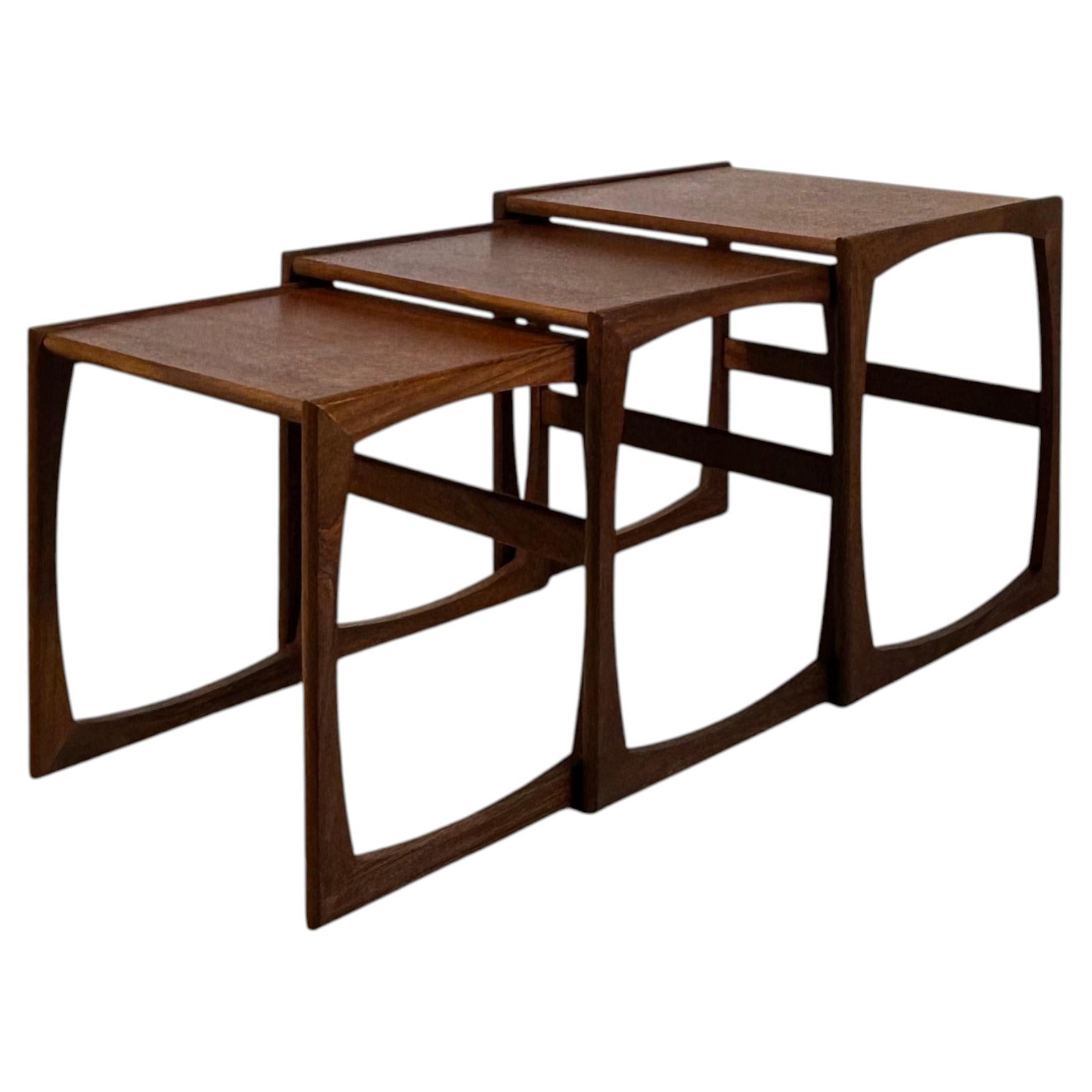 Set of Mid-Century Danish teak nesting side tables, 1960s For Sale
