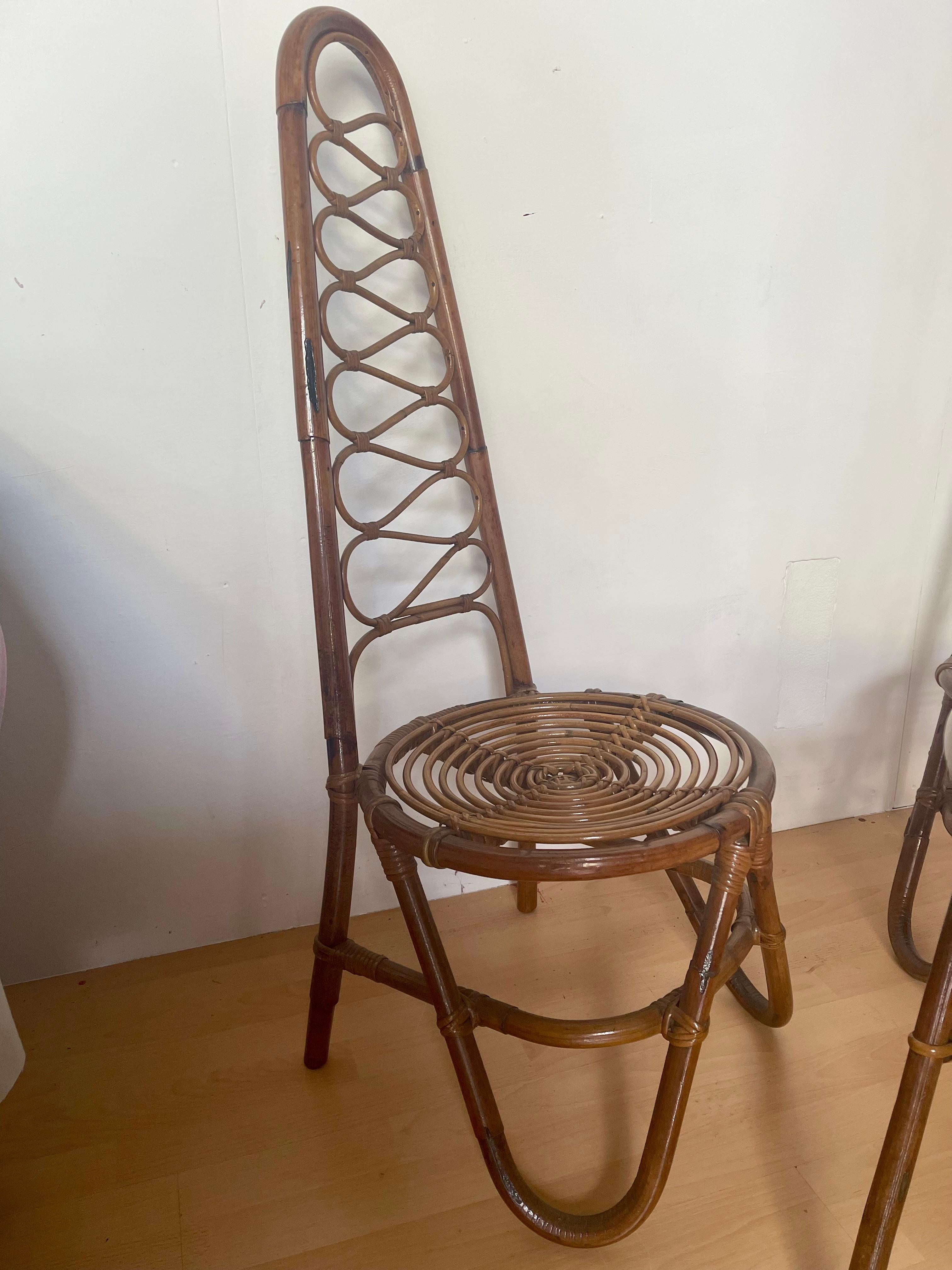 Bambù Set di tavolino e sedie in bambù italiano 1970s bonacina design in vendita