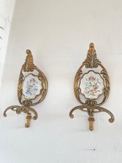 Set of three brass hangers in 1960s Parisian style