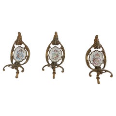 Set of three brass hangers in 1960s Parisian style