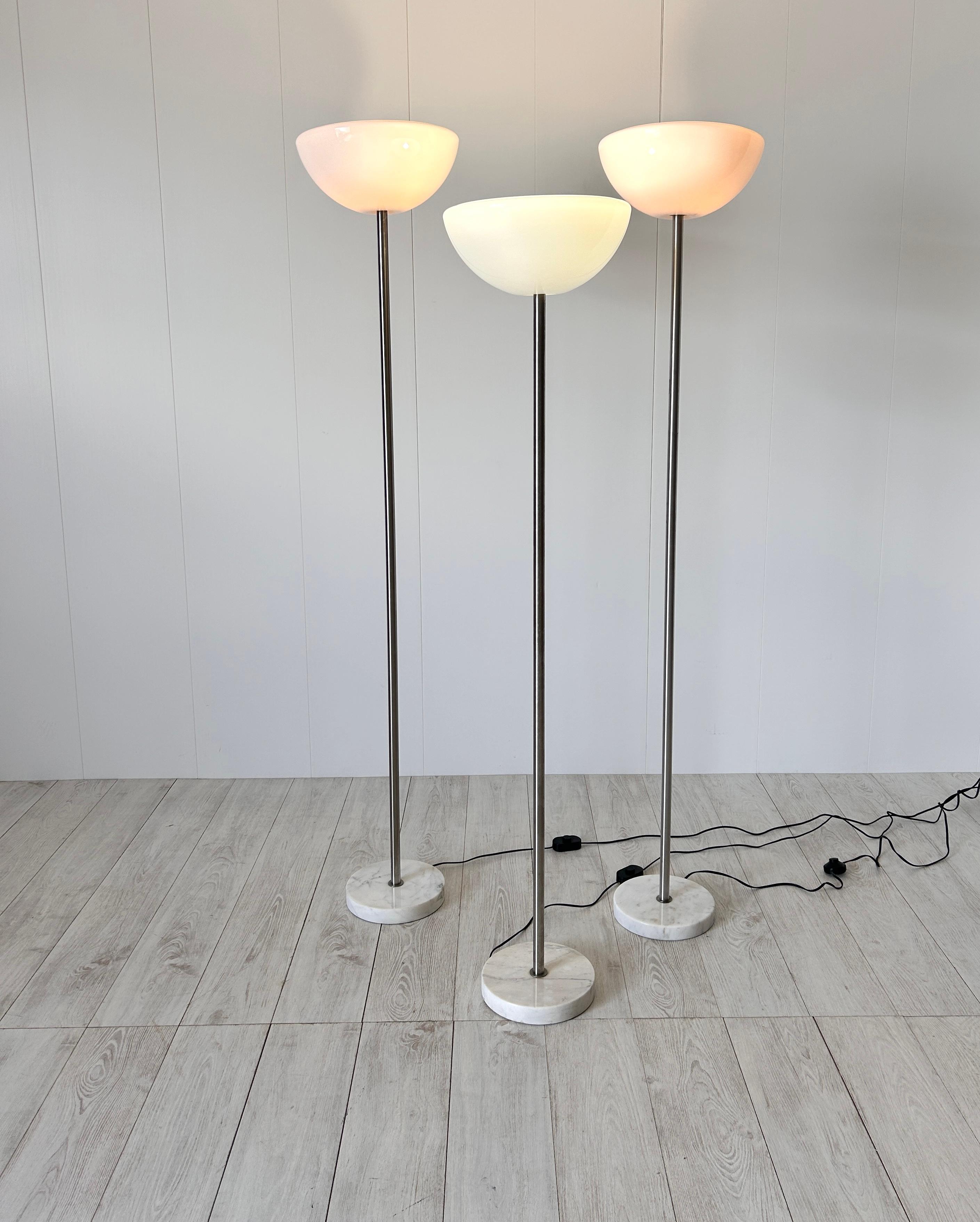 Glass Set di tre lampade da terra mod. Papavero, Achille Castiglioni, Flos
