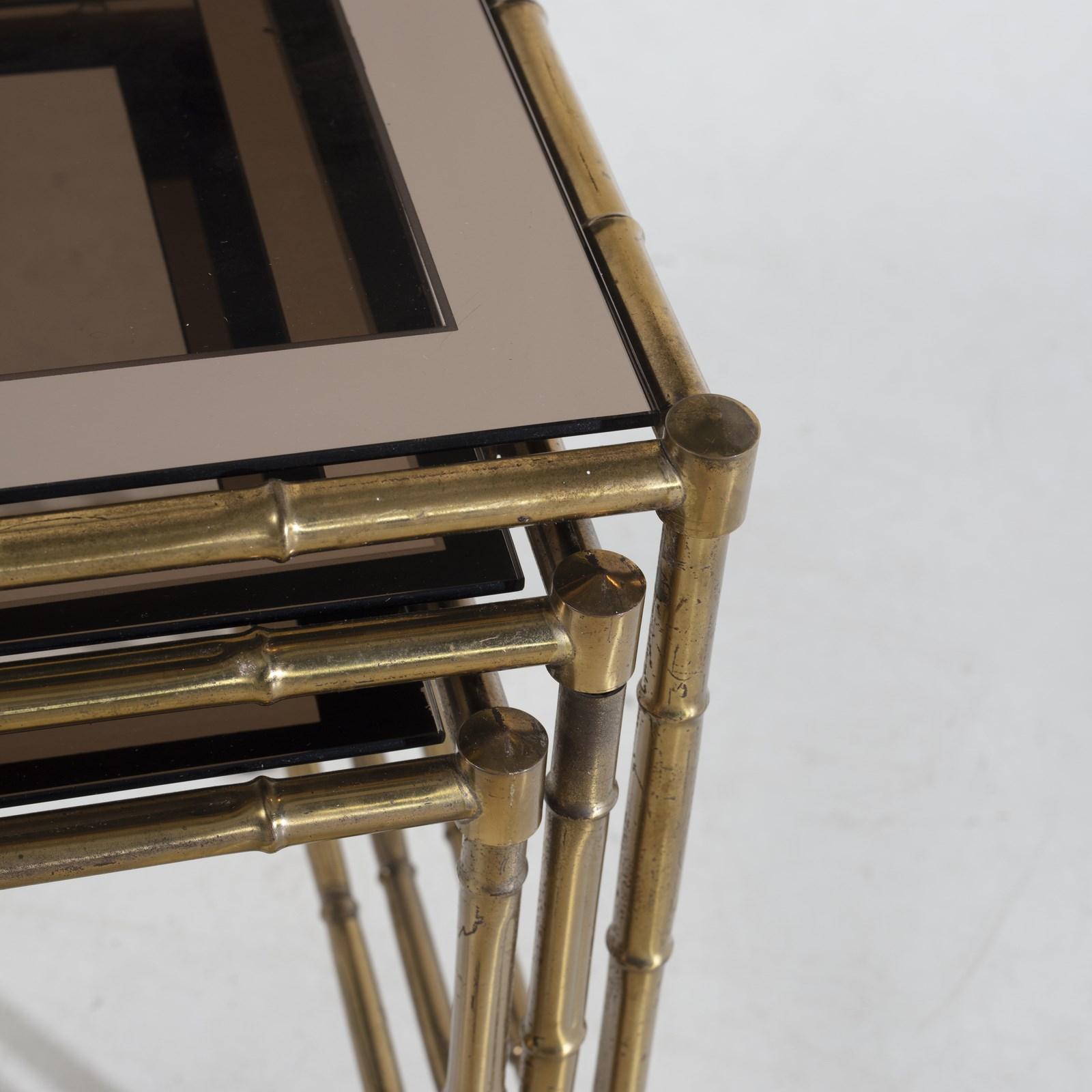 Set of three nesting tables with design imitating bamboo. Italy 1970s For Sale 3