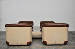 Set of sofas and coffee table leather and fabric by Swan, Italy 1970