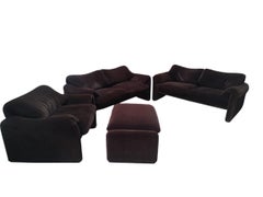 Maralunga sofa/armchair/pouf set designed by Vico Magistretti for Cassina
