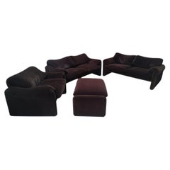 Maralunga sofa/armchair/pouf set designed by Vico Magistretti for Cassina