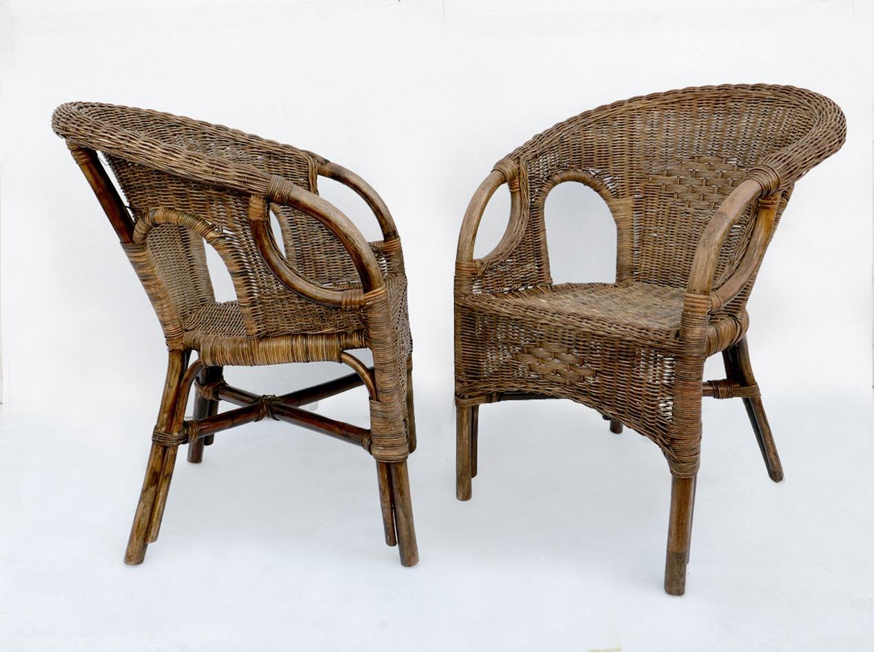 Mid-Century Modern SET bamboo and wicker sofa and armchairs For Sale