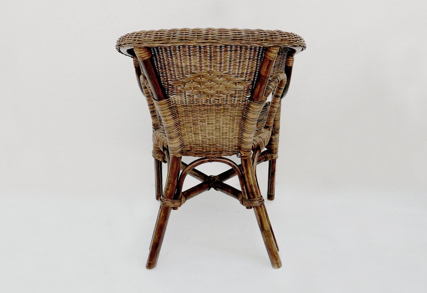 Italian Canapé et fauteuils SET en bambou et osier en vente