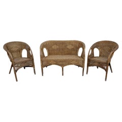 SET Sofa und Sessel aus Bambus und Korbgeflecht