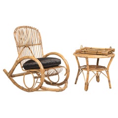 50er Jahre Schaukel-Set aus Bambus von Franco Albini mit Couchtisch und Tablett