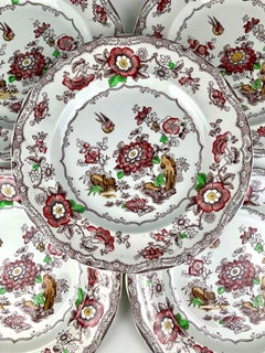 Set Dozen Dinner Plates Staffordshire, England, 19th Century, circa 1870