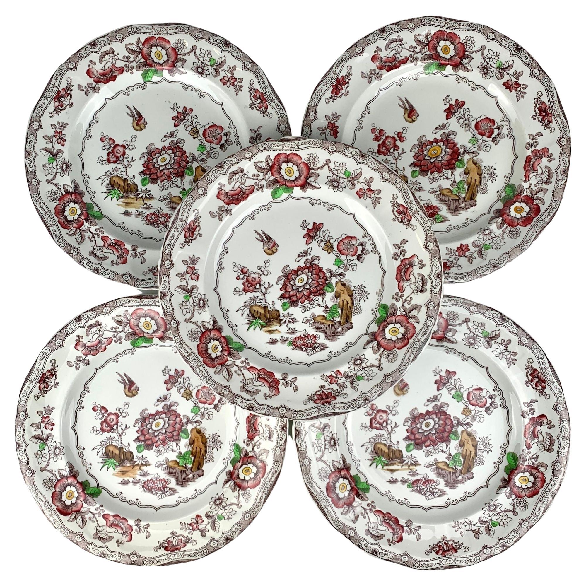 Set Dozen Dinner Plates Staffordshire, England, 19th Century, circa 1870