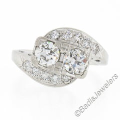 Set Dual Diamond Bypass Ring w/ Accents with Original Finish and Patina