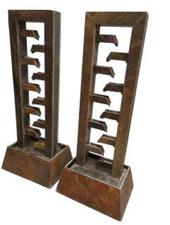 Set of two indoor or outdoor Slate stone fountains, France 2010
