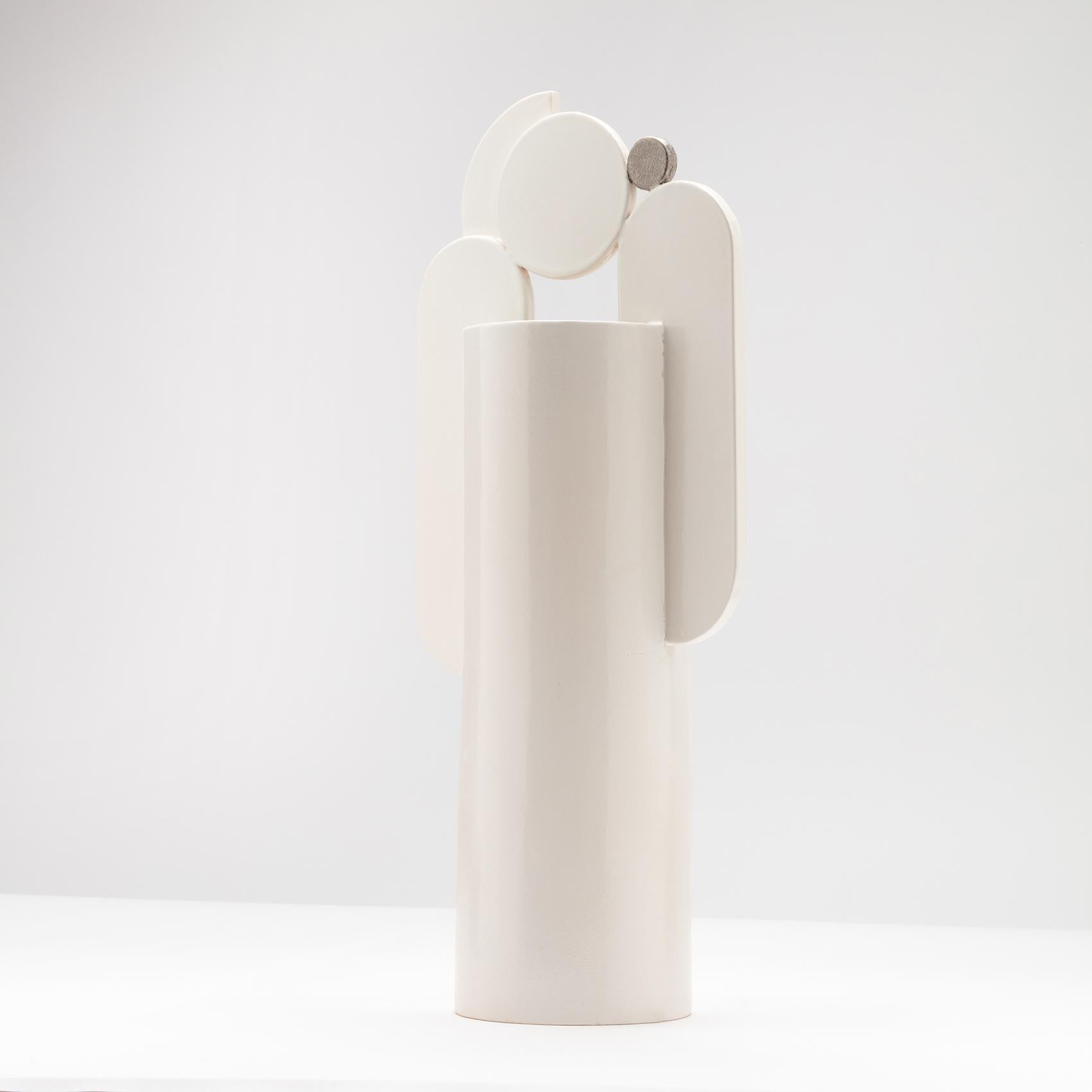 Modern Set Duo Contemporary Ceramic Cuorecarpenito Black&White Me°°Te Collection For Sale