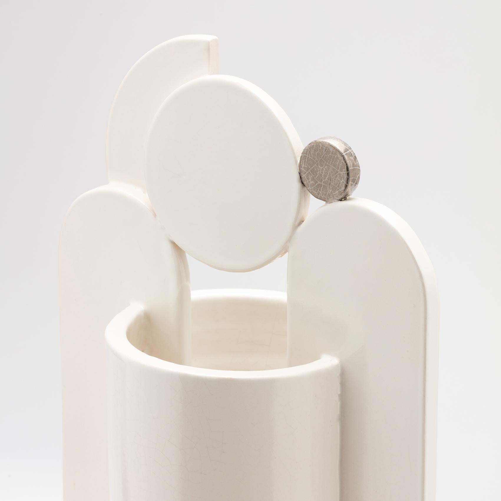 Hand-Crafted Set Duo Contemporary Ceramic Cuorecarpenito Black&White Me°°Te Collection For Sale