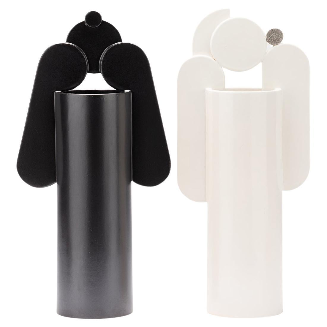 Set Duo Contemporary Ceramic Cuorecarpenito Black&White Me°°Te Collection