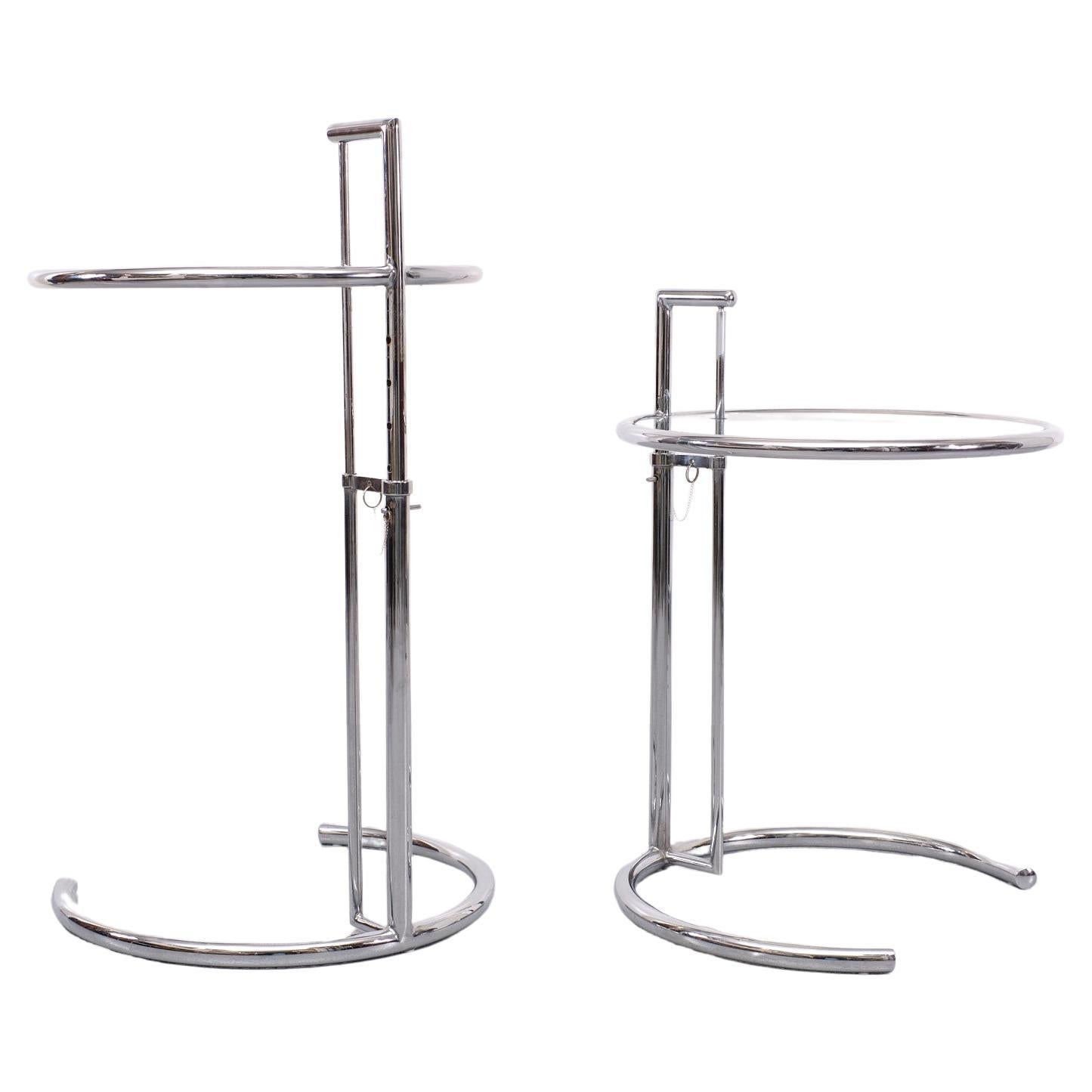 Bauhaus Set  E 1027 Adjustable side Table Design Eileen Gray 1970s  For Sale