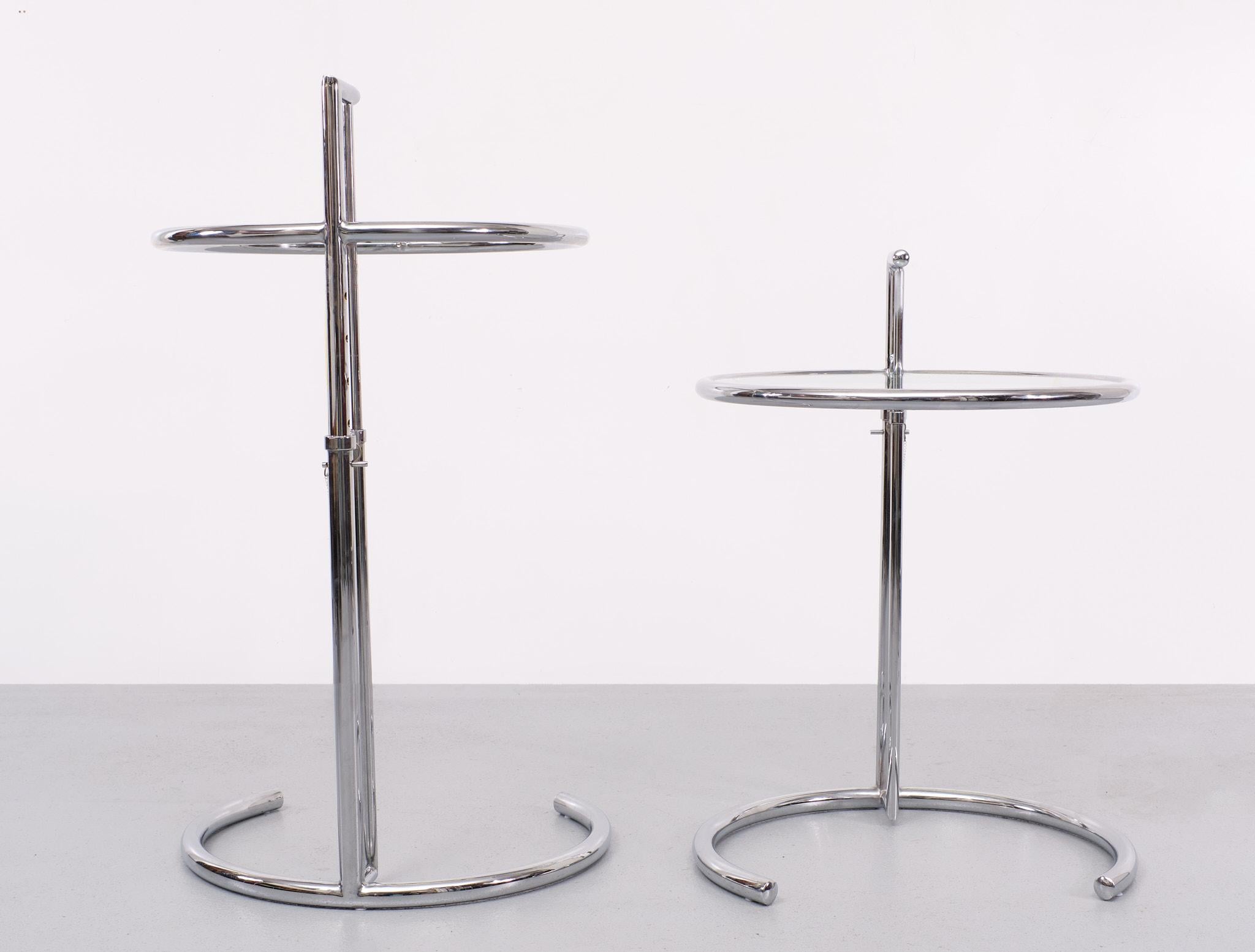 Late 20th Century Set  E 1027 Adjustable side Table Design Eileen Gray 1970s  For Sale