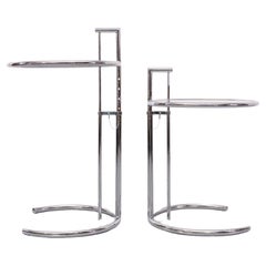 Satz  Verstellbarer Beistelltisch, E 1027, Eileen Gray, 1970er Jahre