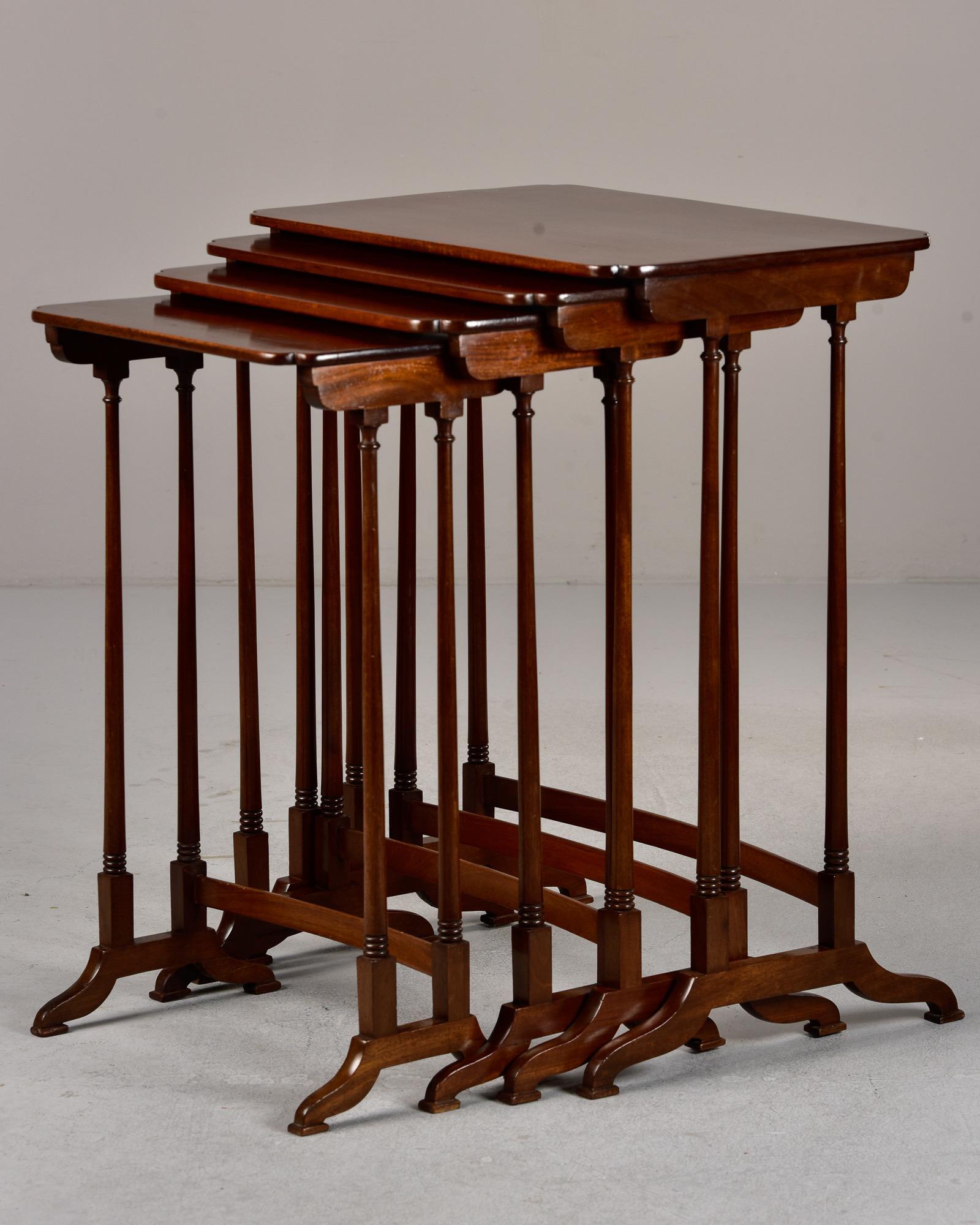 20th Century Set Early 20th C English Quartteto Mahogany Tables For Sale