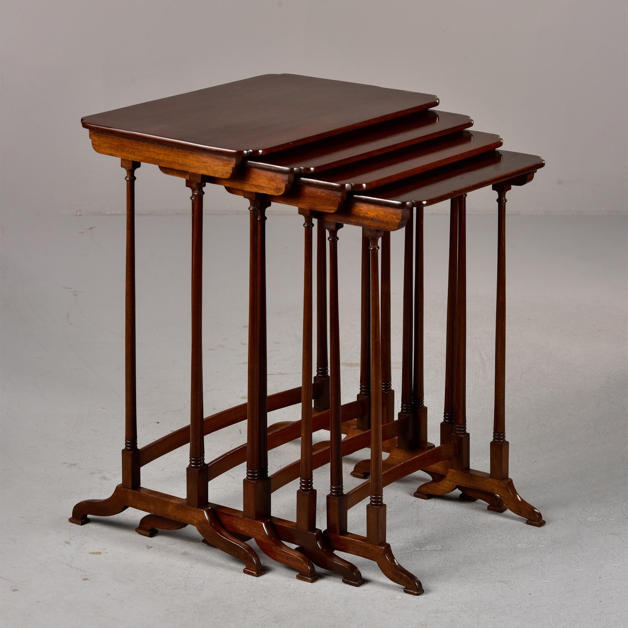 Set Early 20th C English Quartteto Mahogany Tables For Sale 3