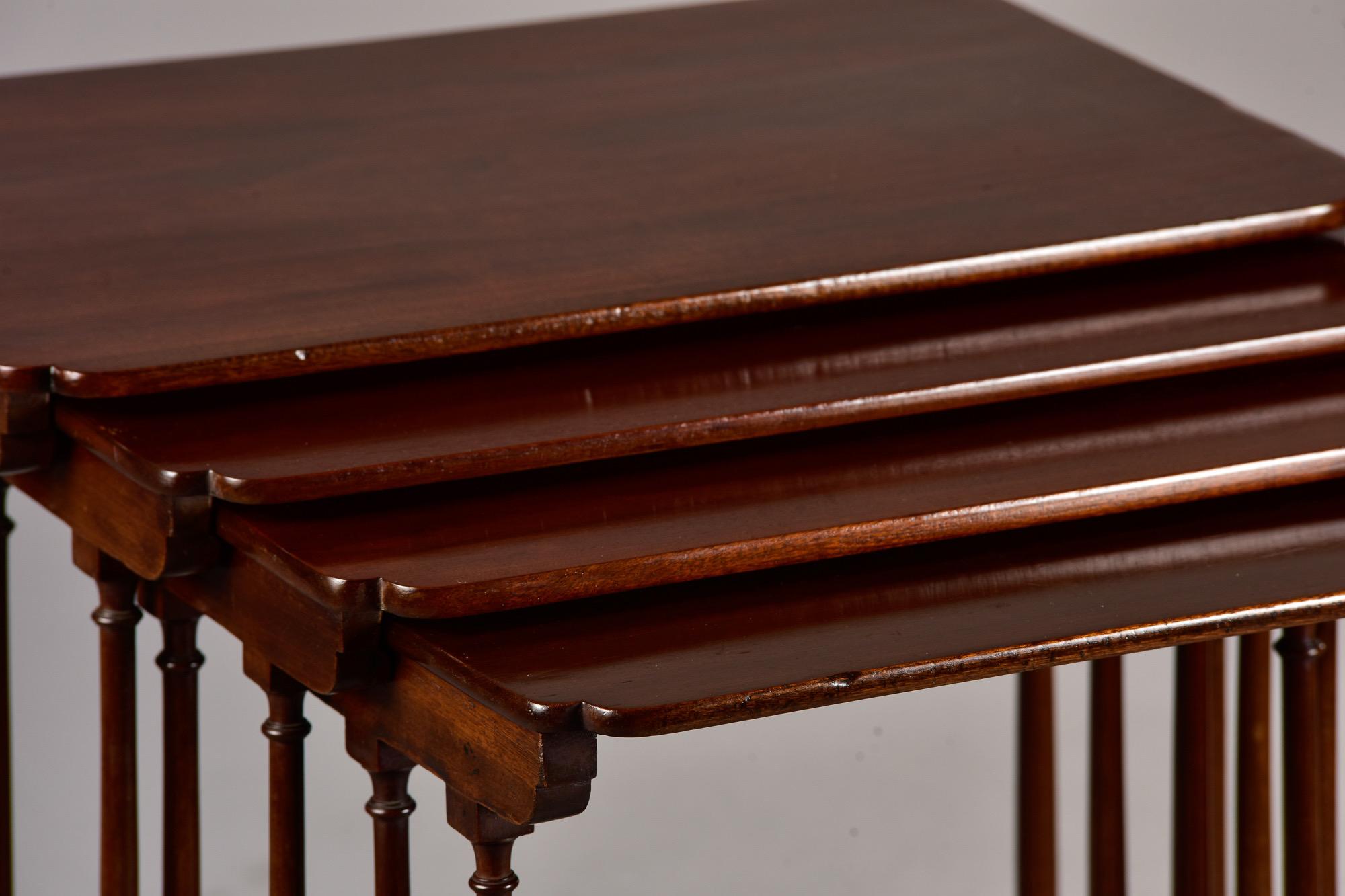 Set Early 20th C English Quartteto Mahogany Tables For Sale 4