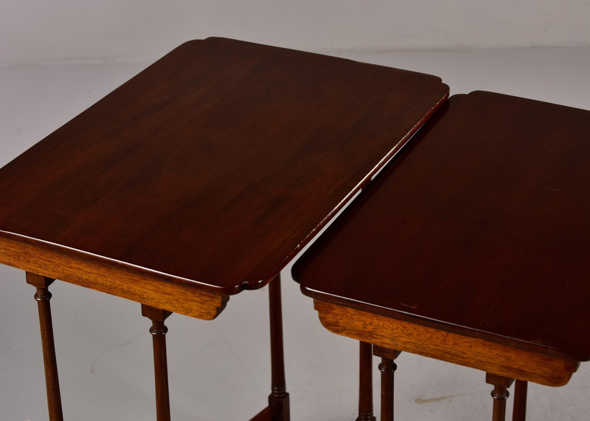 Set Early 20th C English Quartteto Mahogany Tables For Sale 5