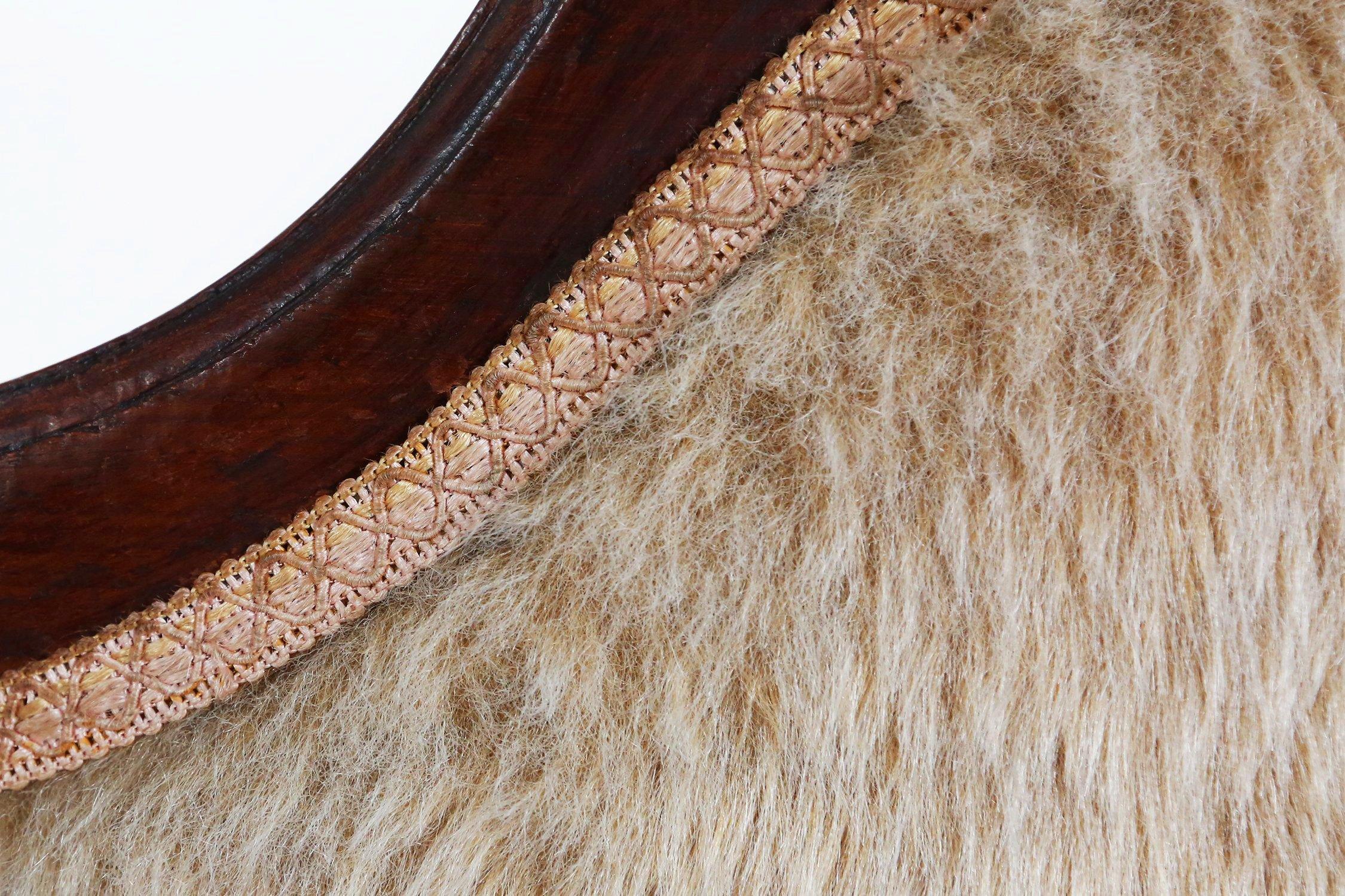 French Set early Empire solid mahogany wood and sheepskin armchairs, France 1820s For Sale