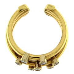 Set Earrings and Ring in 18 Karat Yellow Gold and Diamonds