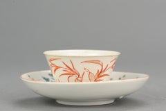 Set Edo Period Japanese Porcelain Imari Tea Cup & Saucer, ca 1700