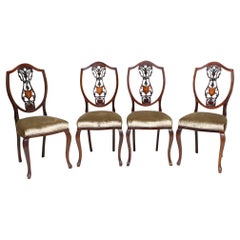 Set Edwardian Dining Chairs Mahogany Inlay 1900