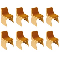 Set Eight Brutalist Fiberglass Stacking Chairs, Günther Domenig, Austria, 1970s