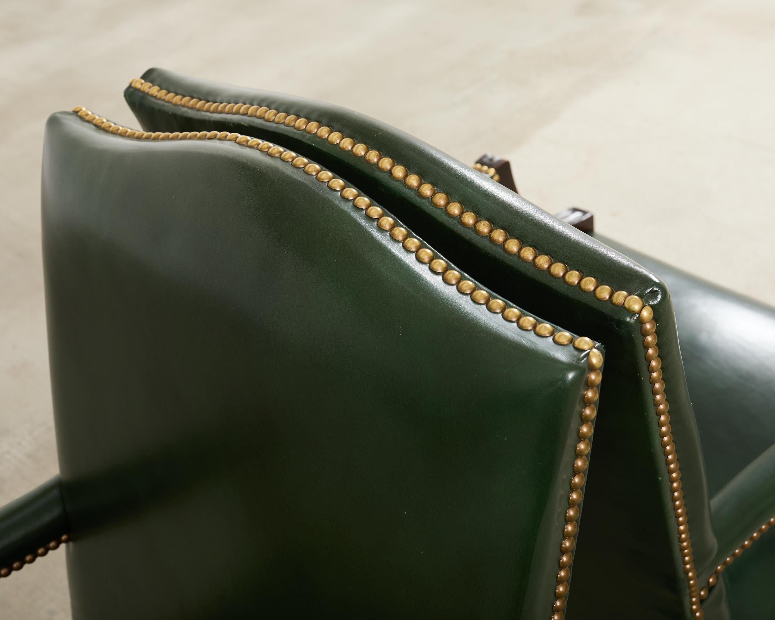 Set Eight Gainsborough Leather Mahogany Library Chairs For Sale 3