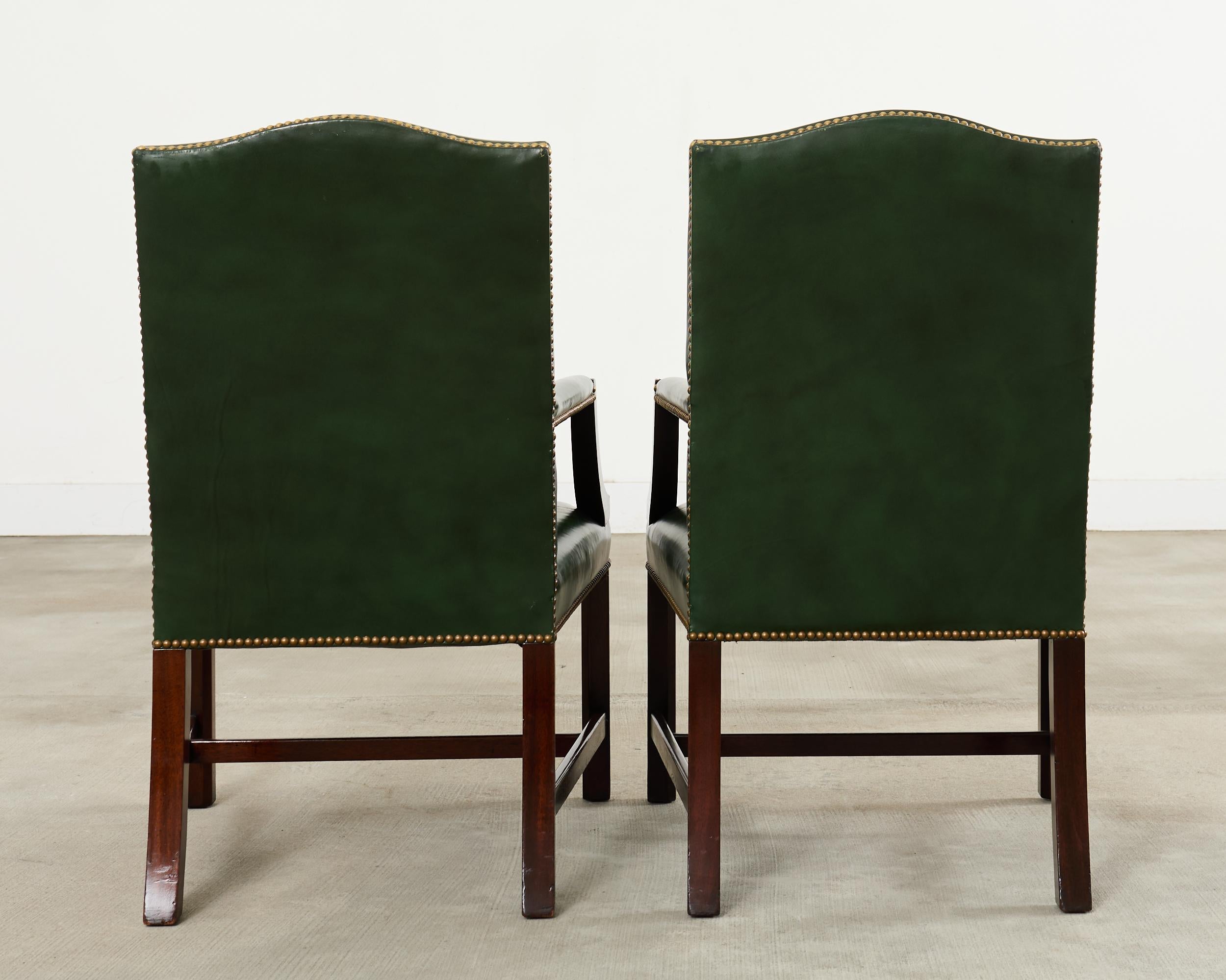Set Eight Gainsborough Leather Mahogany Library Chairs For Sale 5
