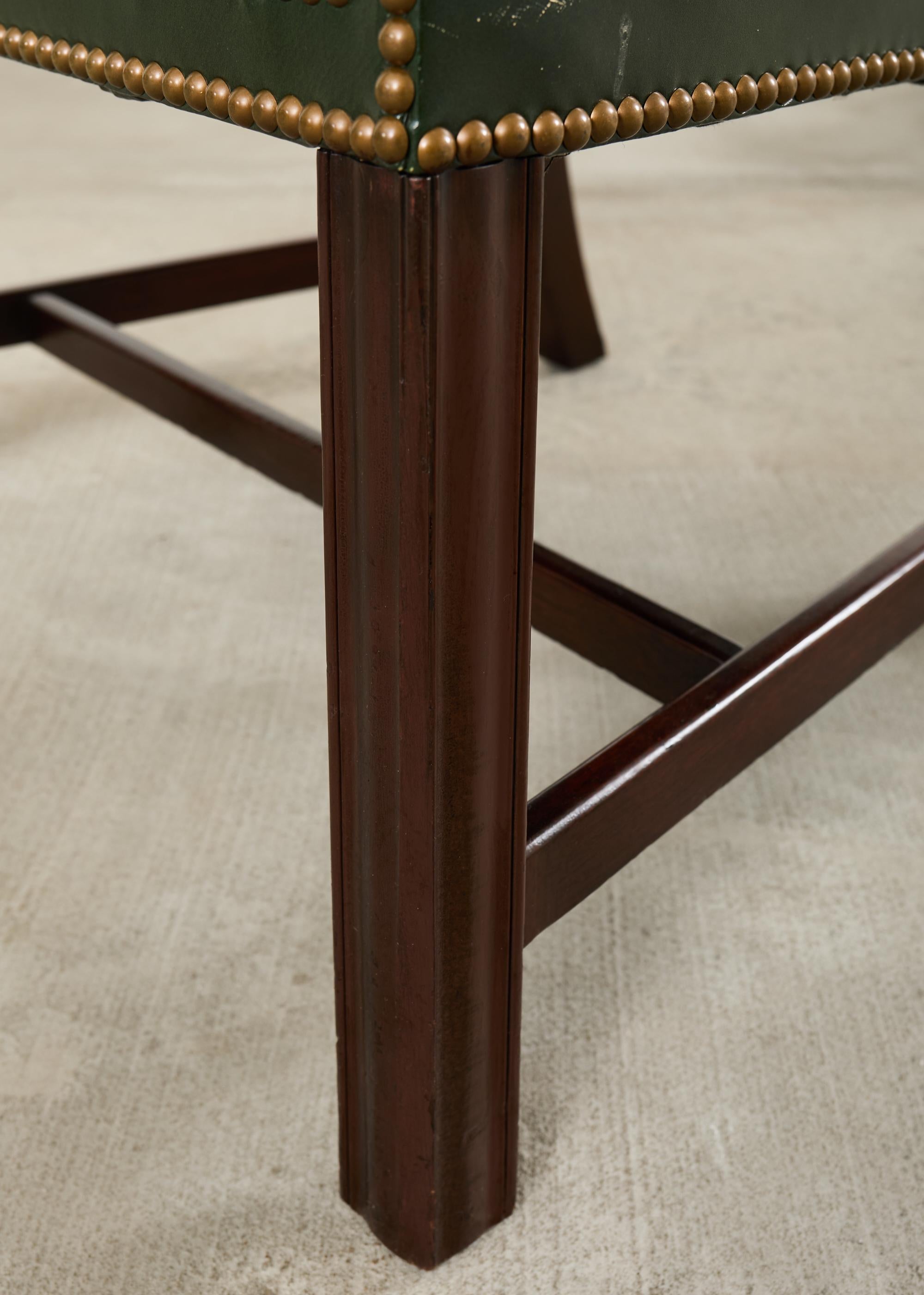 Set Eight Gainsborough Leather Mahogany Library Chairs For Sale 9